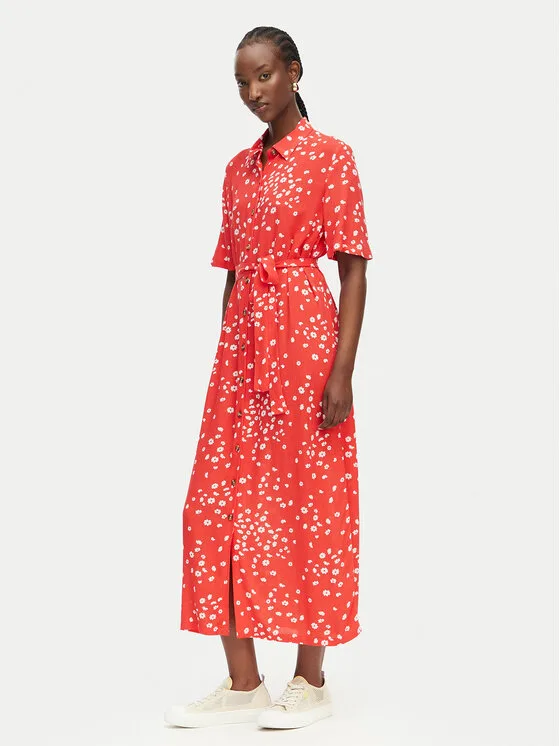 Roxy Рокля тип риза Island Escape ERJWD03865 Червен Regular Fit – Дамски рокли