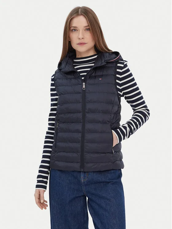 Tommy Hilfiger Жилетка за костюм Global Stripe WW0WW42051 Тъмносин Regular Fit – Дамски елеци