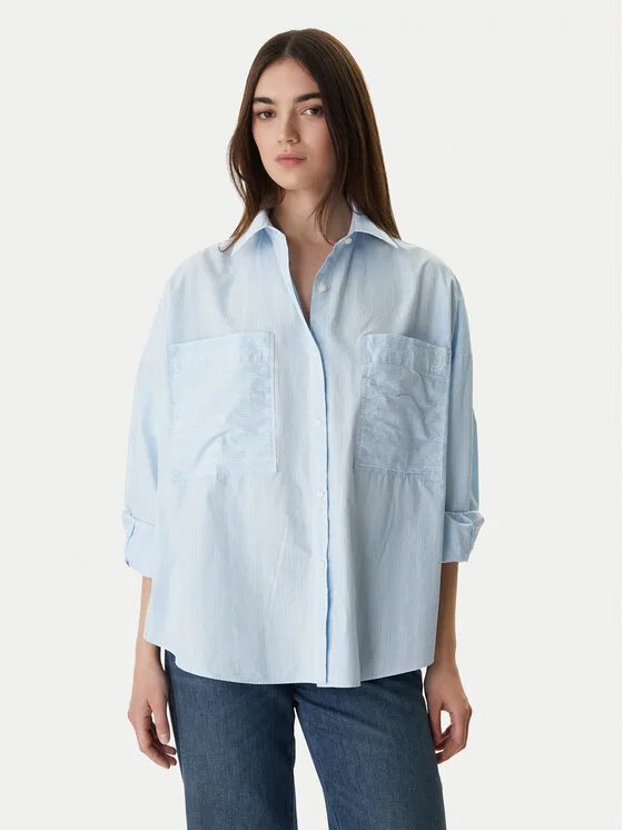 HUGO Риза Edafnena 50553358 Светлосин Regular Fit – Дамски ежедневни ризи