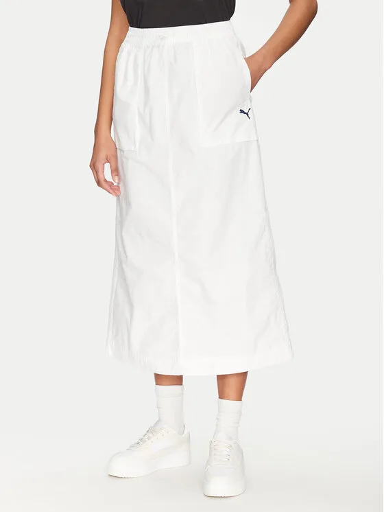 Puma Пола тип трапец Future Archive 629784 Бял Relaxed Fit – Дамски поли тип трапец