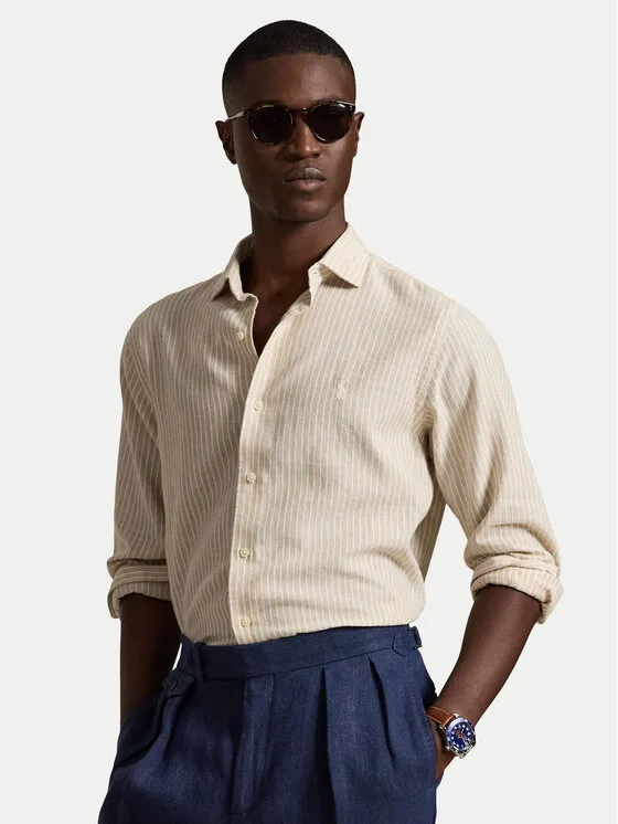 Polo Ralph Lauren Риза 710B16700007 Светлобежов Regular Fit – Мъжки ризи