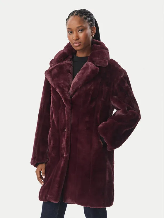 Guess Кожено палто W6BL19 W3752 Бордо Regular Fit – Дамски кожуси