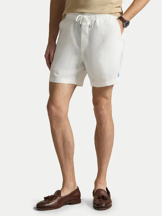Polo Ralph Lauren Шорти от плат 710P08205501 Бял Regular Fit – Мъжки къси панталони