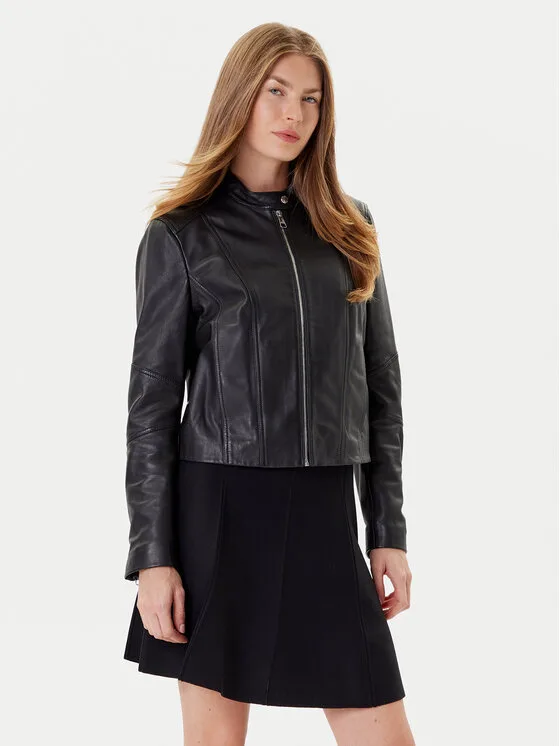 BOSS Кожено яке C_Saleste1 50545625 Черен Regular Fit – Дамски якета и палта