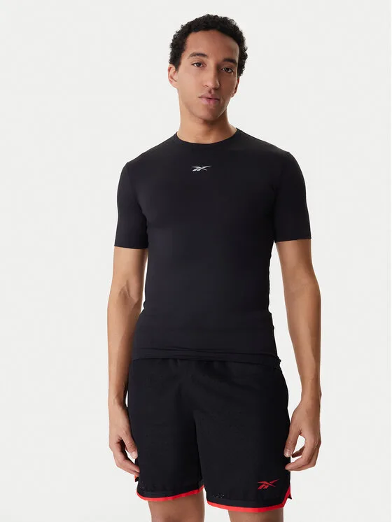 Reebok Тениска от техническо трико RK25599CCM Черен Slim Fit – Мъжки спортни дрехи