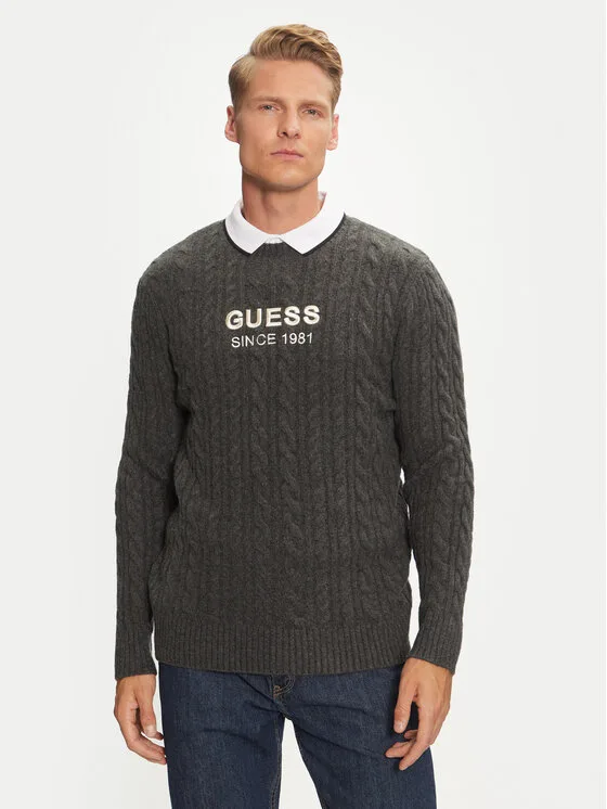 Guess Пуловер M4BR11 Z3HA2 Сив Regular Fit – Мъжки пуловери и жилетки