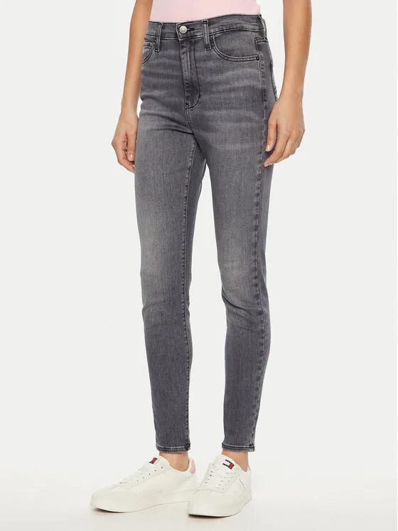 Дамски дънки Tommy Jeans Sylvia DW0DW19590 сиви – Дамски skinny дънки