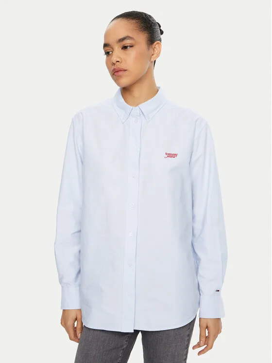 Tommy Jeans Риза DW0DW19358 Светлосиньо Relaxed Fit – Дамски ежедневни ризи