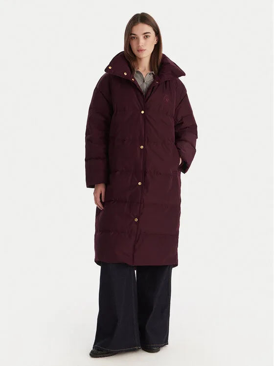 Дамско пухено яке Tommy Hilfiger WW0WW47279 бордо – Дамски пухени якета
