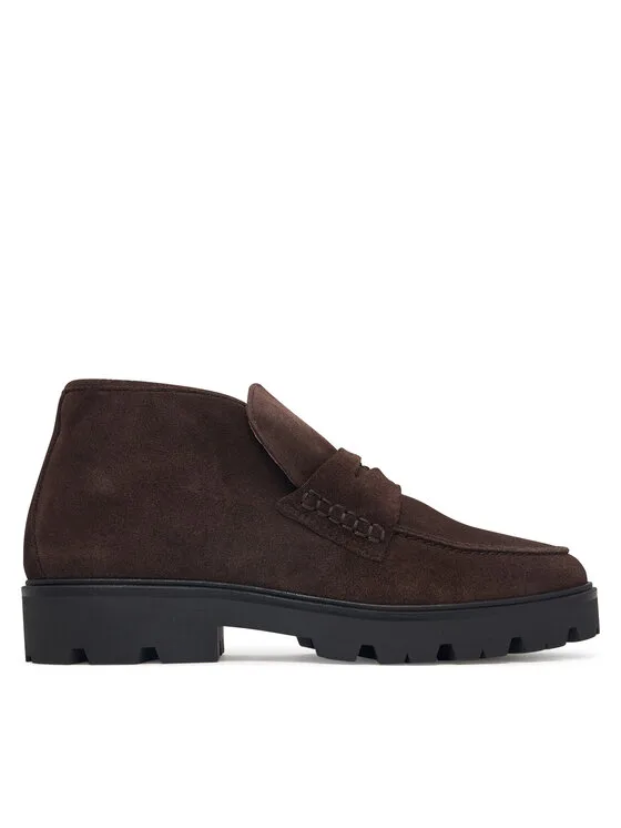 Tommy Hilfiger Боти Th Enamel Charm Loafer Boot FW0FW09680 Кафяв – Дамски равни боти