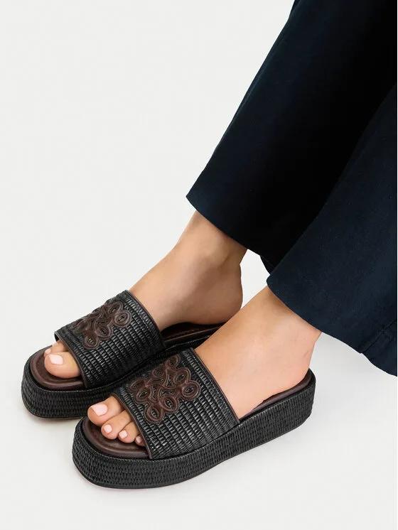 Nine West Чехли EO-259-8201 Черен – Дамски чехли