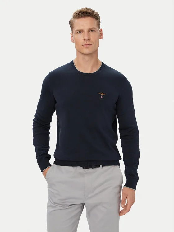 Aeronautica Militare Пуловер 262MA1631UL00506 Тъмносин Regular Fit – Мъжки пуловери и жилетки