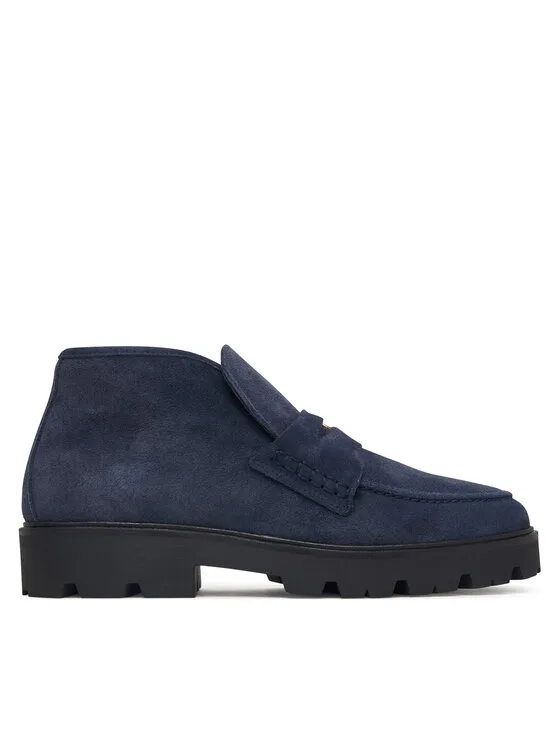 Tommy Hilfiger Боти Th Enamel Charm Loafer Boot FW0FW09680 Тъмносин – Дамски равни боти