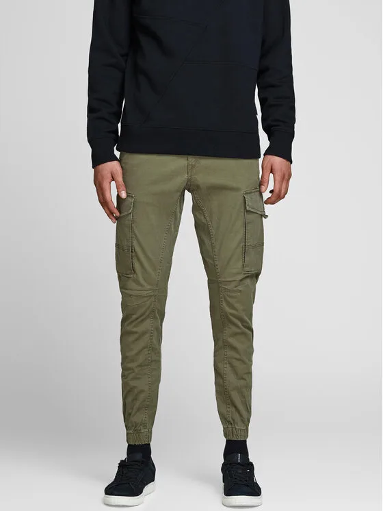 Jack & Jones Текстилни панталони Paul Flake 12141844 Зелен Tapered Fit – Мъжки текстилни панталони