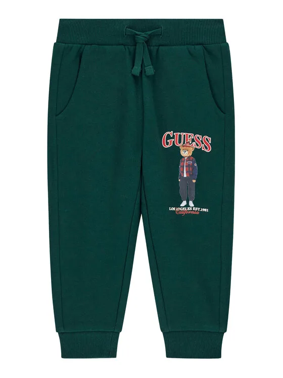 Guess Долнище анцуг N6BB03 K6119 Тъмнозелен Regular Fit – Мъжки спортни панталони