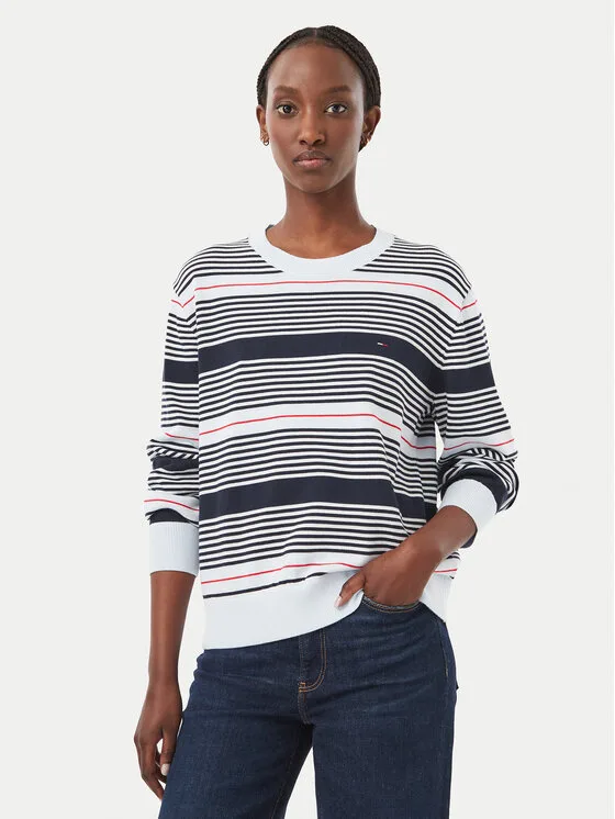 Tommy Jeans Пуловер Essential DW0DW23360 Светлосин Regular Fit – Дамски пуловери и жилетки