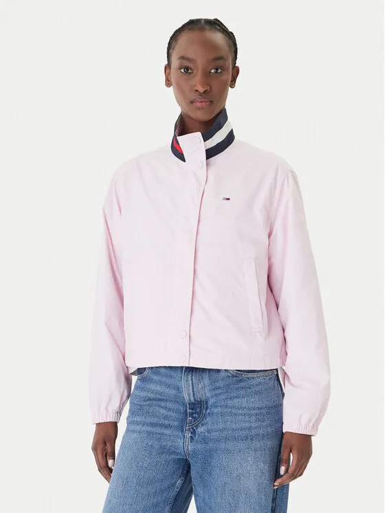 Дамско яке Tommy Jeans Essential розово – Дамски преходни якета