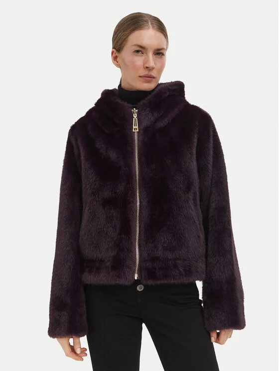 Liu Jo Кожено палто TF6005 E1135 Бордо Regular Fit – Дамски кожуси