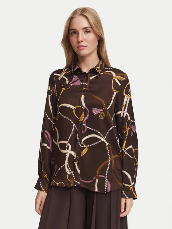 Marella Риза Emme by Marella Parole 2625116102 Тъмнокафяв Regular Fit – Дамски ежедневни ризи