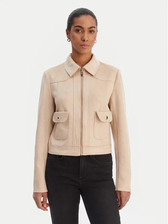 Morgan Яке от имитация на кожа 261-GELATO Бежов Slim Fit – Дамски кожени якета