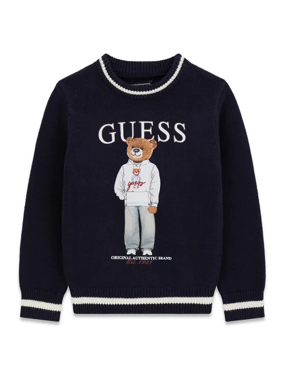 Guess Пуловер N6YR06 Z0903 Тъмносин Regular Fit – Мъжки пуловери и жилетки