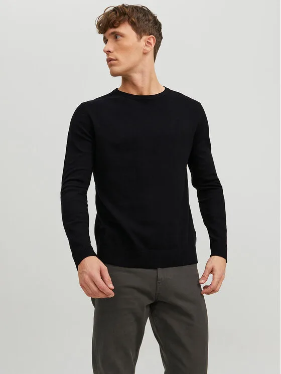 Jack & Jones Пуловер Emil 12208364 Черен Regular Fit – Мъжки пуловери и жилетки