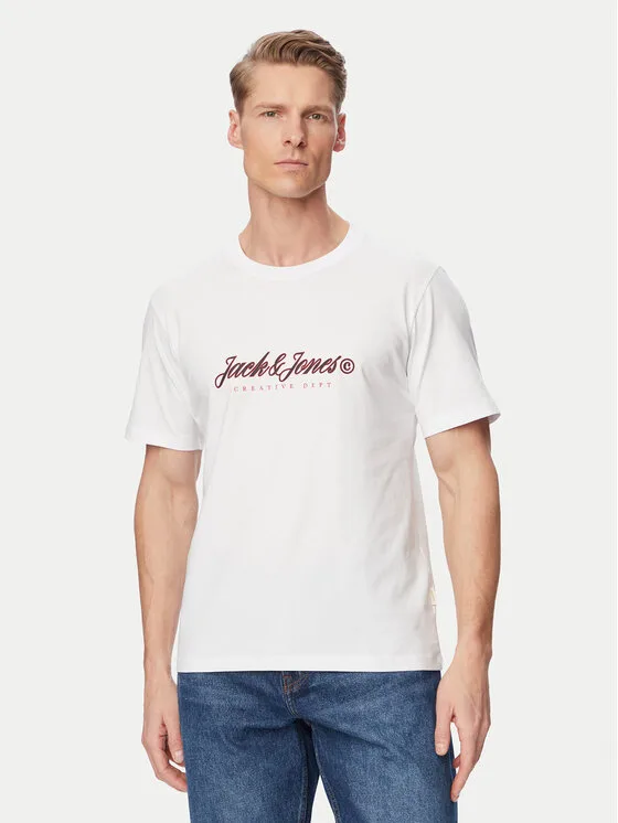 Jack & Jones Тишърт Montauk Type 12290887 Бял Regular Fit – Мъжки тениски