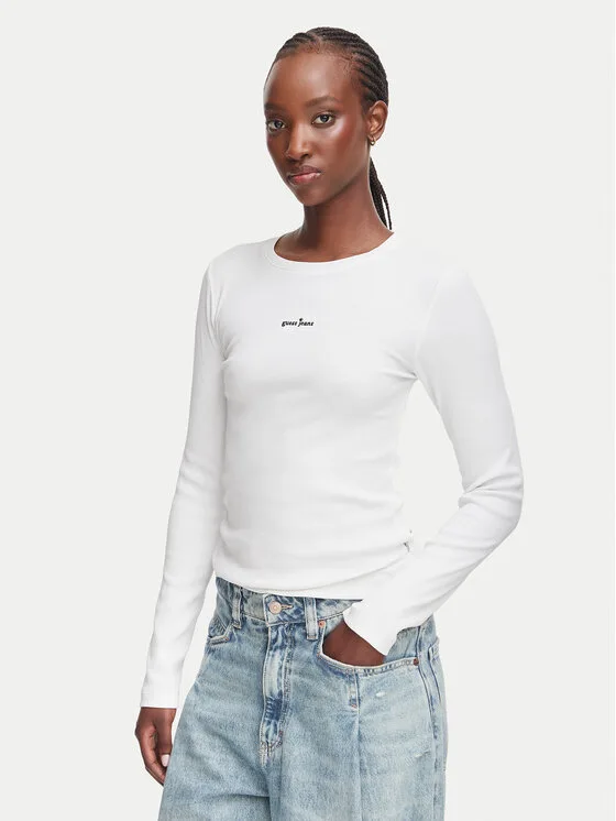 Дамска блуза Guess Jeans W6YP14 K3821 бяла – Дамски блузи