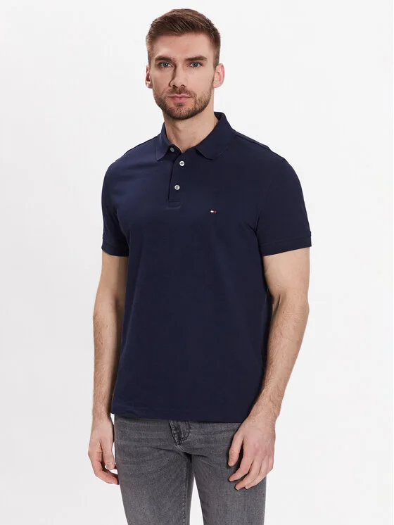 Tommy Hilfiger Тениска с яка и копчета 1985 MW0MW17771 Тъмносин Slim Fit – Мъжки поло тениски