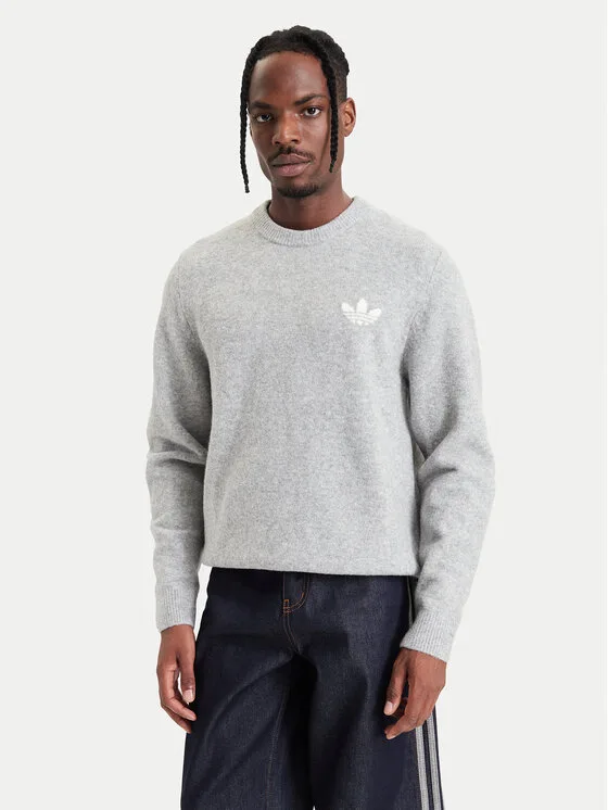 adidas Пуловер Trefoil Essentials Fully Knit KS4889 Сив Regular Fit – Мъжки пуловери и жилетки
