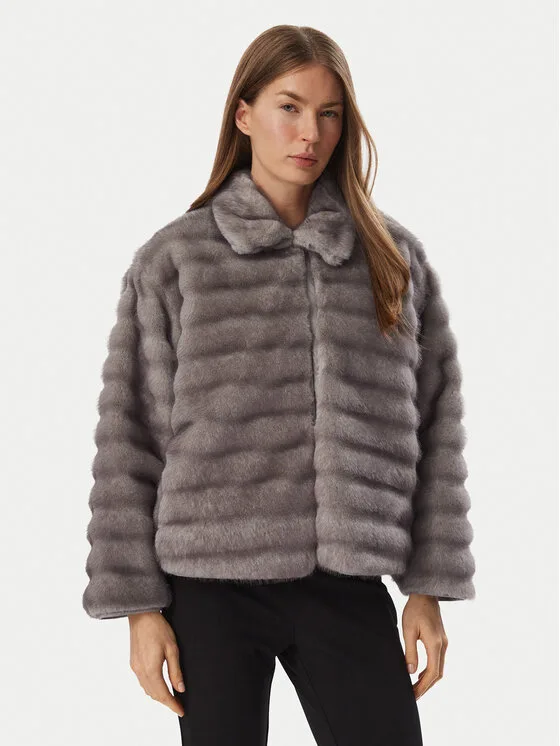 Marella Кожено палто Emme by Marella Agio 2625456031 Сив Regular Fit – Дамски кожуси
