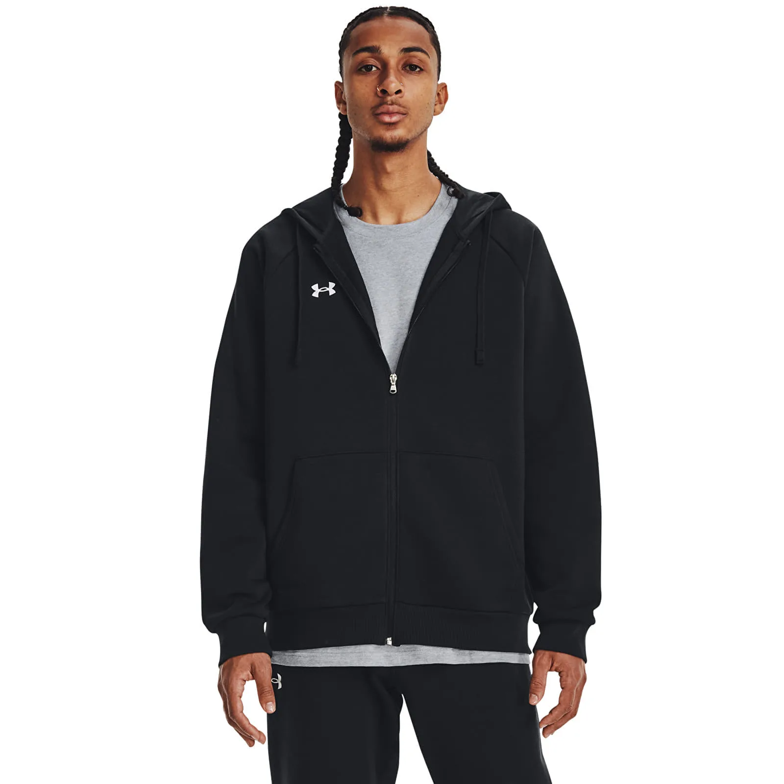 Суитшърт Under Armour Rival Fleece FZ Hoodie Black/ White S – Black|White – Мъжки худита