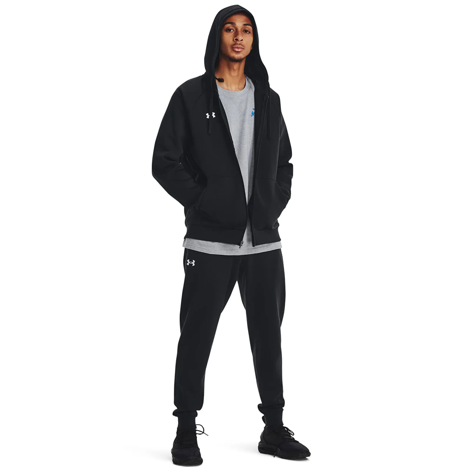 Суитшърт Under Armour Rival Fleece FZ Hoodie Black/ White S – Black|White – Мъжки худита