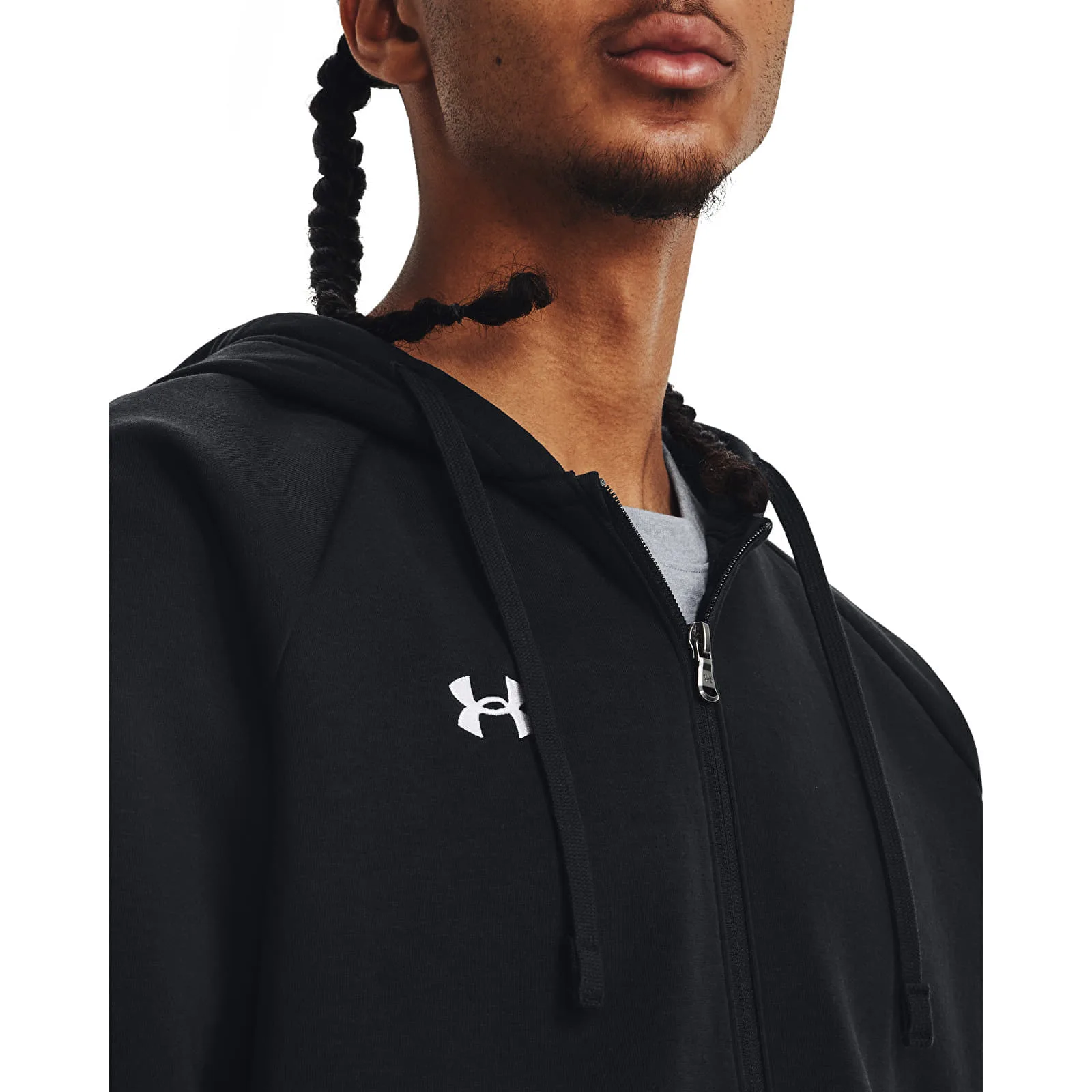 Суитшърт Under Armour Rival Fleece FZ Hoodie Black/ White S – Black|White – Мъжки худита
