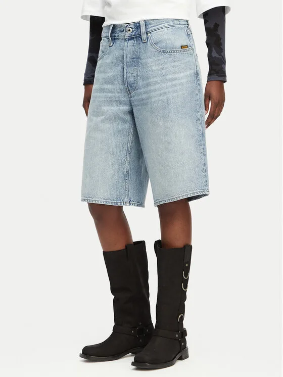 G-Star Raw Дънкови шорти Clean Edge D28383-E352 Светлосин Wide Fit – Дамски дънкови шорти