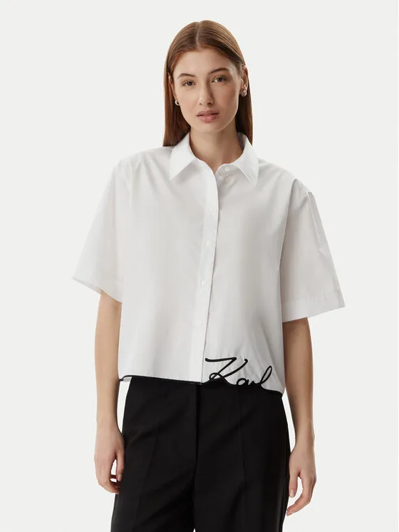 KARL LAGERFELD Риза B2W11017 Бял Loose Fit – Дамски ежедневни ризи