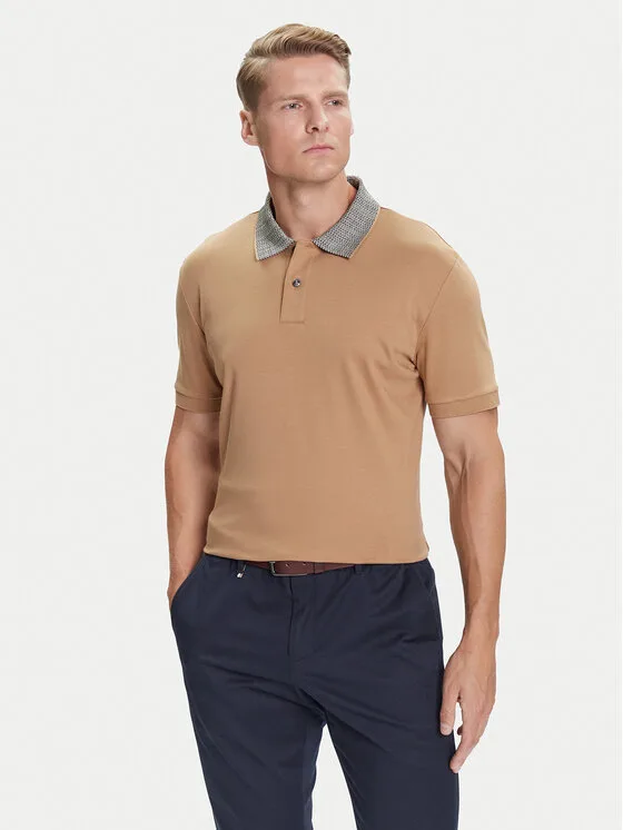 BOSS Тениска с яка и копчета H-Parlay 302 50545487 Бежов Regular Fit – Мъжки поло тениски