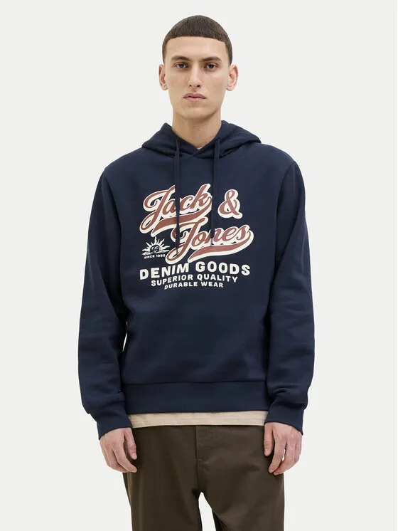 Jack & Jones Суитшърт Logo 12279649 Тъмносин Regular Fit – Мъжки суитшърти без цип