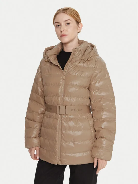 Дамско зимно яке Calvin Klein LV044D542G бежово – Дамски зимни якета