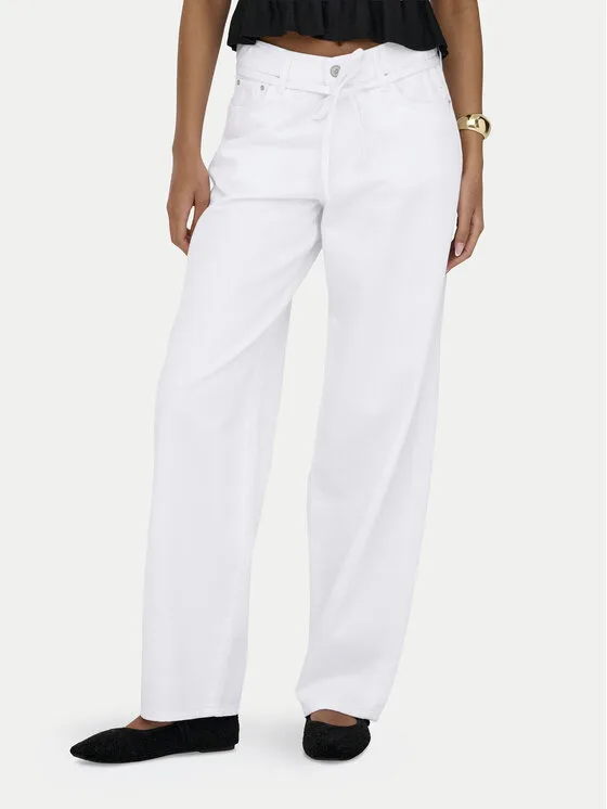 ONLY Дънки Gianna 15363227 Бял Balloon Fit – Дамски boyfriend дънки