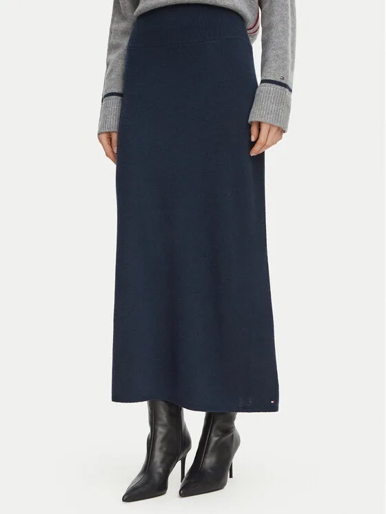 Tommy Hilfiger Пола тип трапец WW0WW51969 Тъмносин A-Line Fit – Дамски поли тип трапец