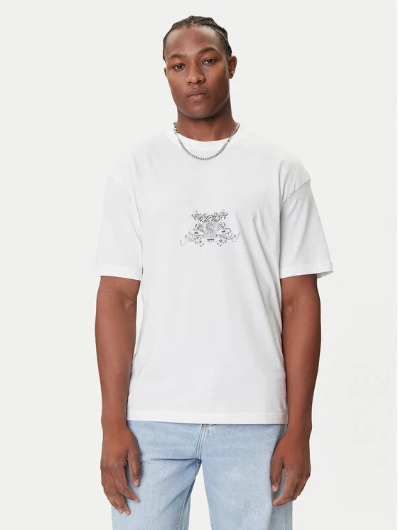 HUGO Тишърт Duarms 50542817 Бял Oversize – Мъжки тениски