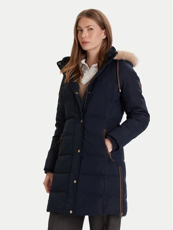 LAUREN RALPH LAUREN Пухено яке 297957509008 Тъмносин Regular Fit – Дамски пухени якета