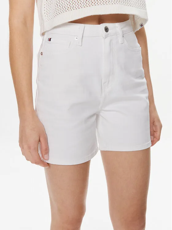 Дамски дънкови шорти Tommy Hilfiger WW0WW41321 бели – Бял