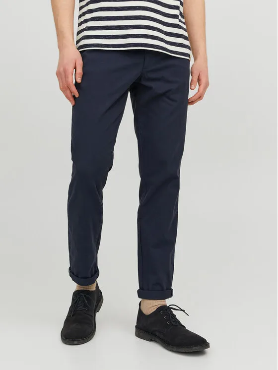 Jack & Jones Чино панталони Marco 12206198 Тъмносин Slim Fit – Мъжки чино панталони