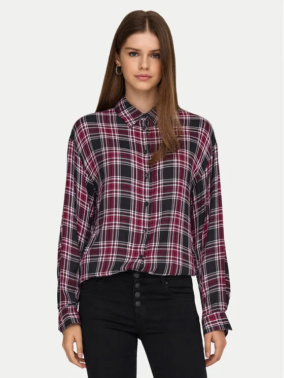 ONLY Риза Evia 15355741 Бордо Loose Fit – Дамски ежедневни ризи