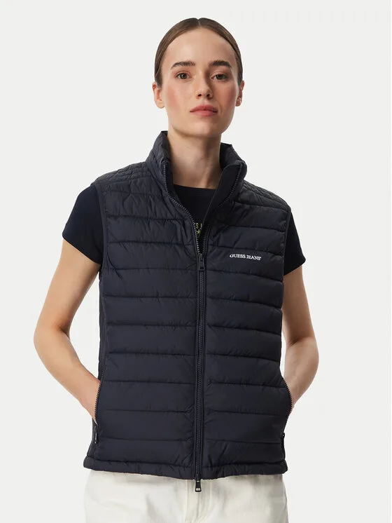 Дамски елек Guess Jeans W6YL10 W2800 тъмносин – Дамски елеци