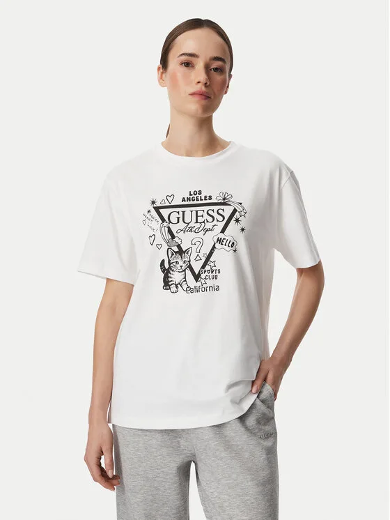 Guess Тишърт V6YI13 K4301 Бял Regular Fit – Дамски тениски