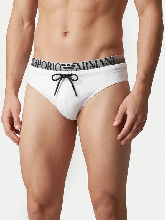 Мъжки плувни шорти Emporio Armani EM000582 AF20432 U0002 бели – Бял – Мъжки бански