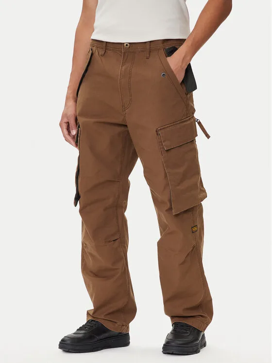 G-Star Raw Текстилни панталони R-3N D25224-D191 Кафяв Straight Fit – Мъжки текстилни панталони